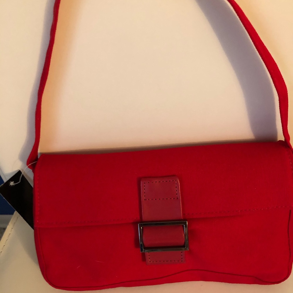 Red baguette bag!